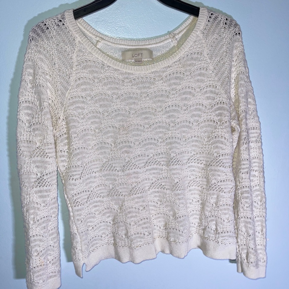 LOFT Ivory Textured Knit Top - Picture 3 of 8